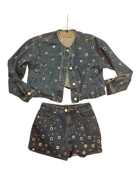 Blank NYC Blue Denim set. JACKET SIZE SMALL. SHORTS SIZE 24